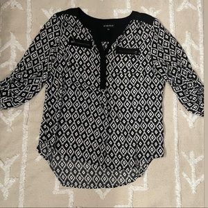 My Michelle black and white Aztec print blouse